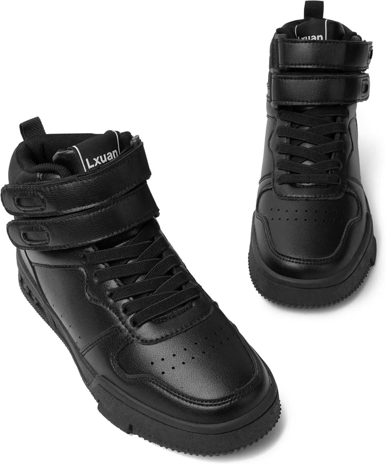 Women's High Top Fashion Basketball Ankle Boots Walking Tennis Shoes Platform Hook and Loop Casual Faux Leather Hidden Heels Sneaker