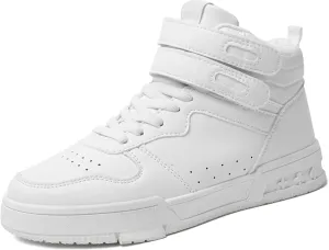 Women's High Top Fashion Basketball Ankle Boots Walking Tennis Shoes Platform Hook and Loop Casual Faux Leather Hidden Heels Sneaker
