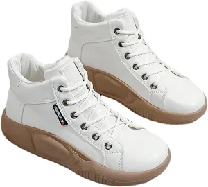 Women's High Top Thick Sole Boots,Cozy Thermal Fur Lining Non-Slip Fashion Boot Casual Lace Up Sneakers