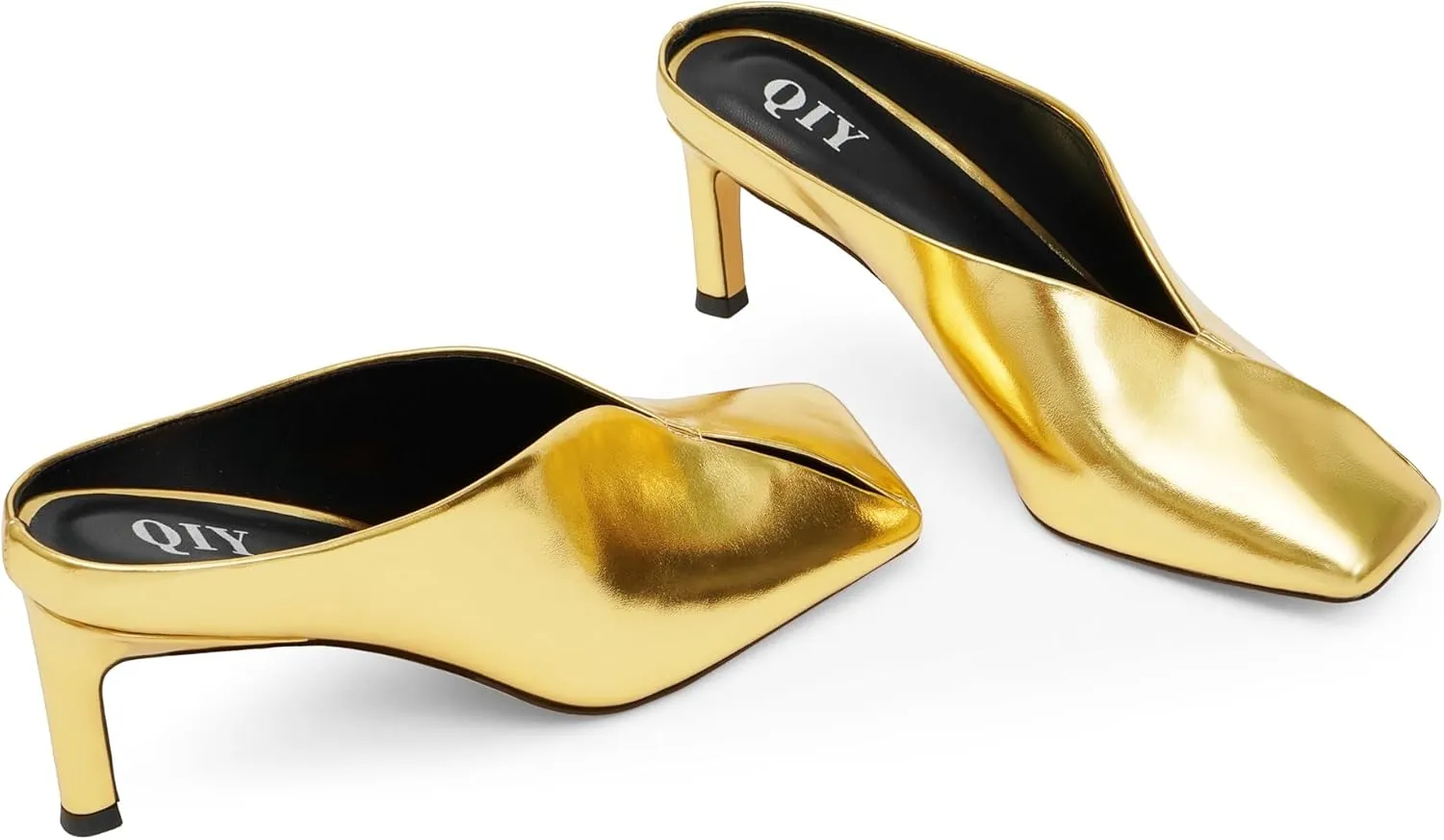 Womens Kitten Heels Square Closed Toe Stiletto Mule Heels Slip on Sandals Comfort Dress Party Pumps