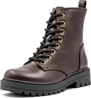 Women's Lace Up Combat Platform Ankle Boots With Thick Sole, Side Zipper Shoes Mid Calf Booties for Lady 2301-2302-2403