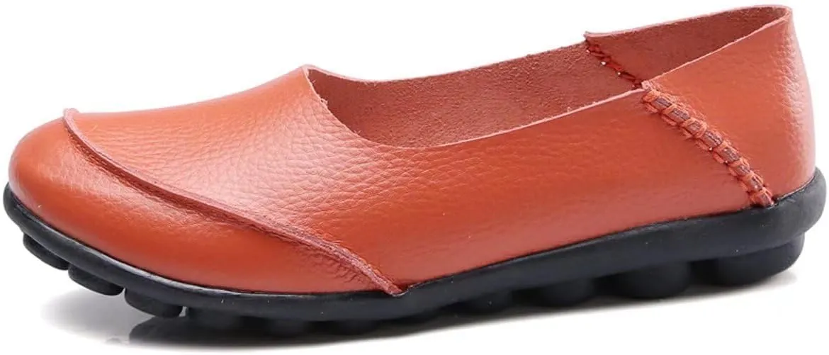 Women's Leather Slip-On Moccasins Shoes Flat Slipper Loafers