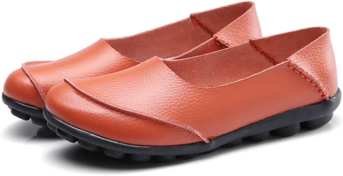 Women's Leather Slip-On Moccasins Shoes Flat Slipper Loafers