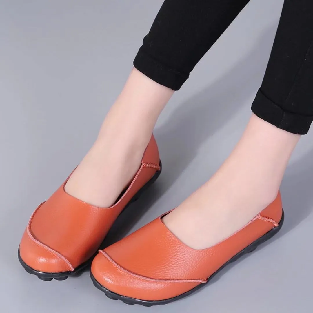 Women's Leather Slip-On Moccasins Shoes Flat Slipper Loafers