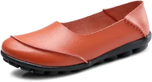 Women's Leather Slip-On Moccasins Shoes Flat Slipper Loafers
