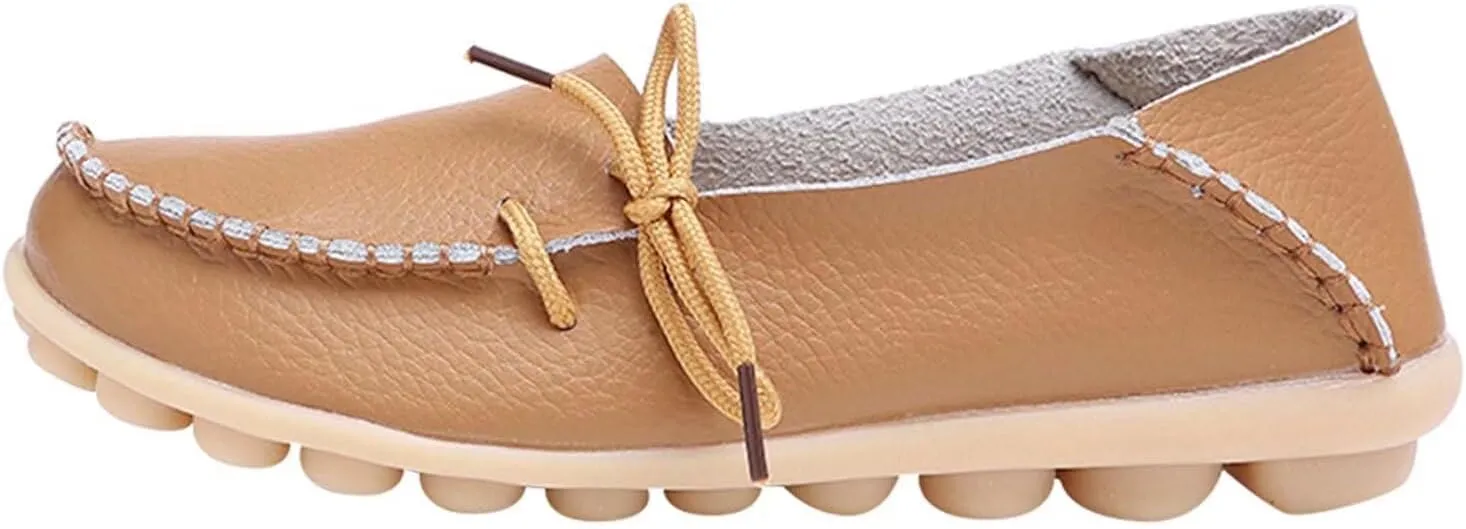 Women's Leather Slipper Loafers Flat Shoes Slip-Ons