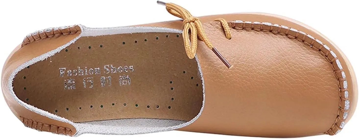Women's Leather Slipper Loafers Flat Shoes Slip-Ons