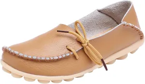 Women's Leather Slipper Loafers Flat Shoes Slip-Ons