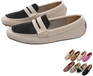 Women’s Lightweight Knit Loafers Driving Loafer,Slip On Flat Boat Shoes Flat Bottom Breathable Loafer Shoes