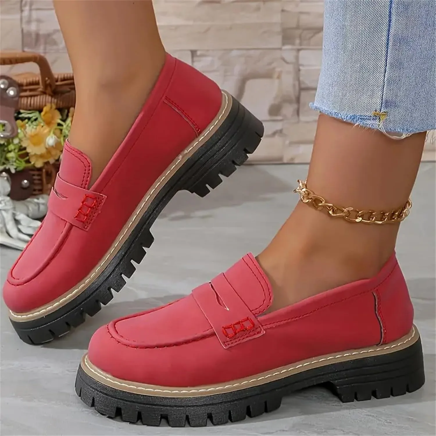 Womens Loafers Shoes Platform Chunky Penny Loafer Casual Comfortable Slip On Shoes Fashion Business Work Shoes