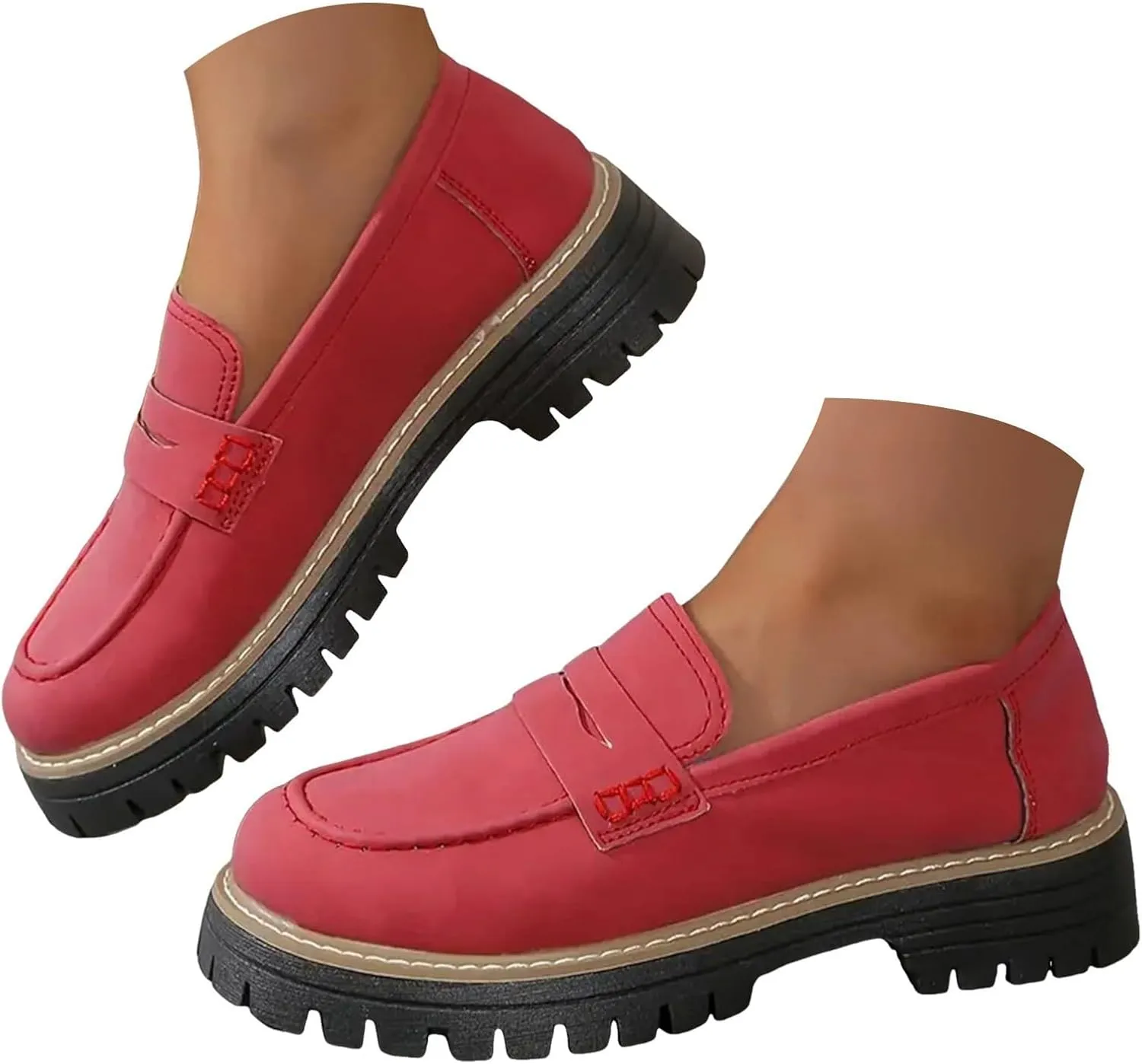 Womens Loafers Shoes Platform Chunky Penny Loafer Casual Comfortable Slip On Shoes Fashion Business Work Shoes