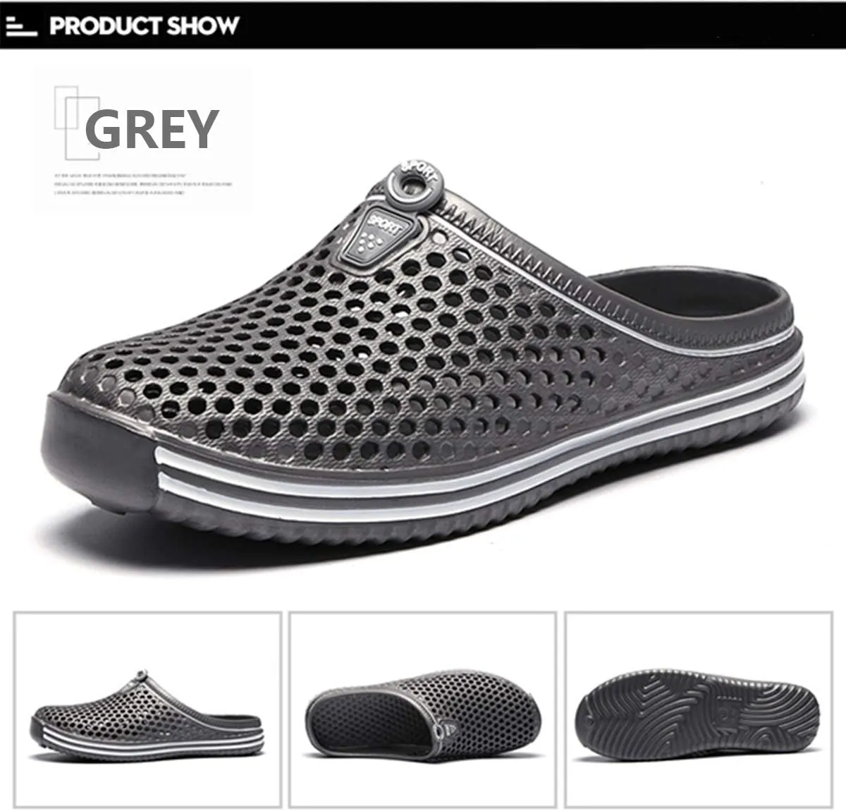 Womens Mens Bathroom Garden Non-slip Hole Breathable Lightweight Sandals Unisex Beach Quick Drying Sandals Couple Indoor/Outdoor Slippers