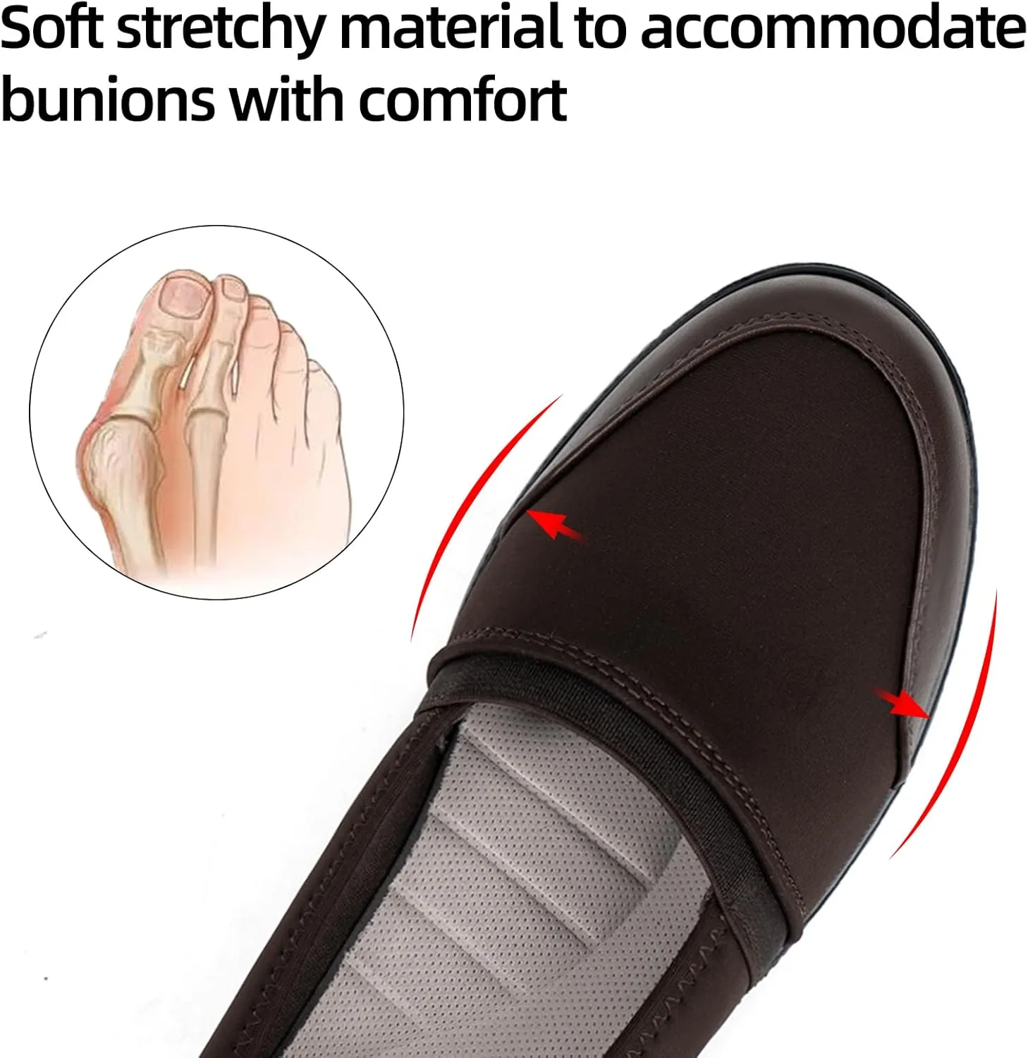 Women's Orthopedic Loafers Stretchy Slip-on Comfort Walking Work Flat Shoes for Bunions