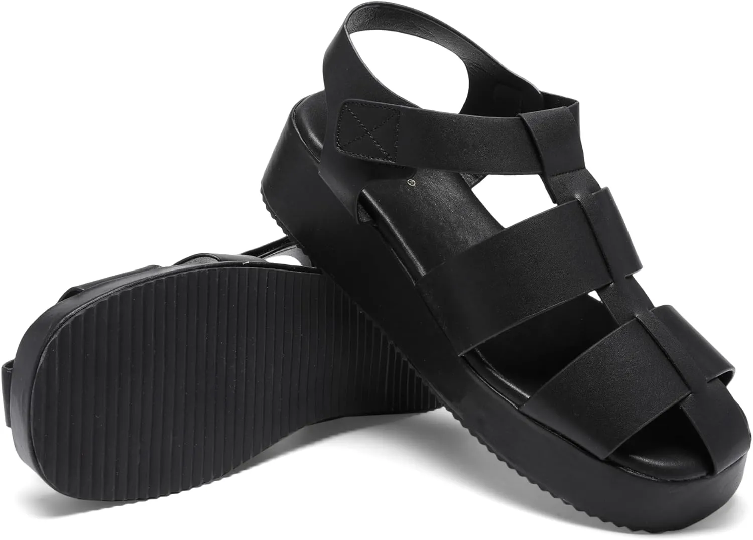 Womens Platform Fisherman Wedge Sandals,Lady Cute Square Toe Trendy Cute Dressy Casual Summer Comfortable Memory Foam Leather Strappy Holiday High Heel Beach Shoe