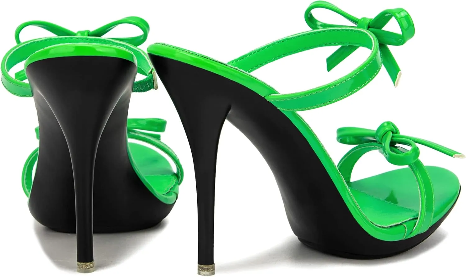 Women's Platform Heeled Sandals Strappy Stilettos Mules Open Toe Slip On Fashion Sexy Dress Cute Bowknot Backless High Heel Slides Heels Slippers