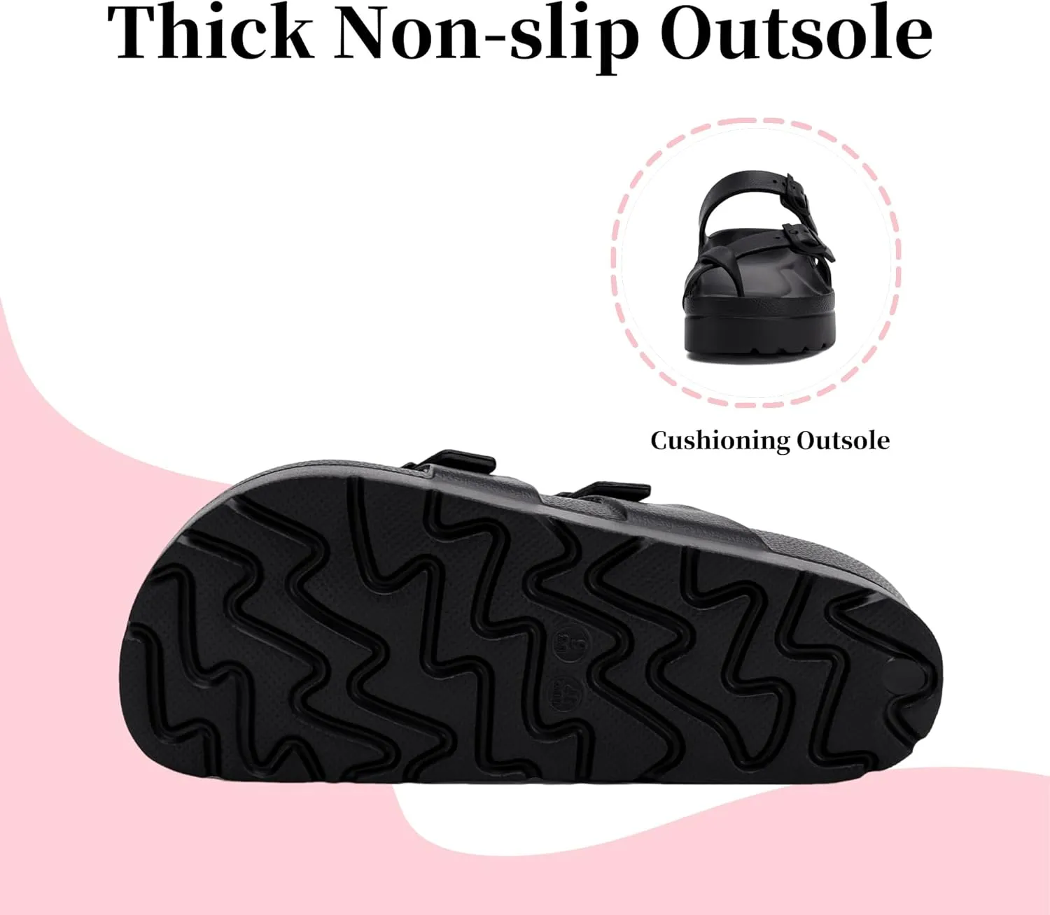 Women's Platform Sandals with Arch Support Comfortable Lightweight Sandals Slipper Adjustable Buckle - Ultra Cushion