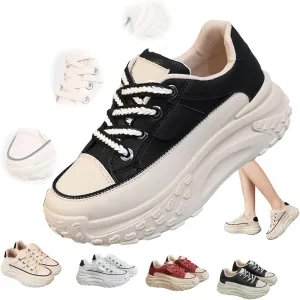 Women's Platform Sneakers Breathable Lace-Up Walking Shoes, Non-Slip Shock-Absorbing Casual Running Fashion Trainers