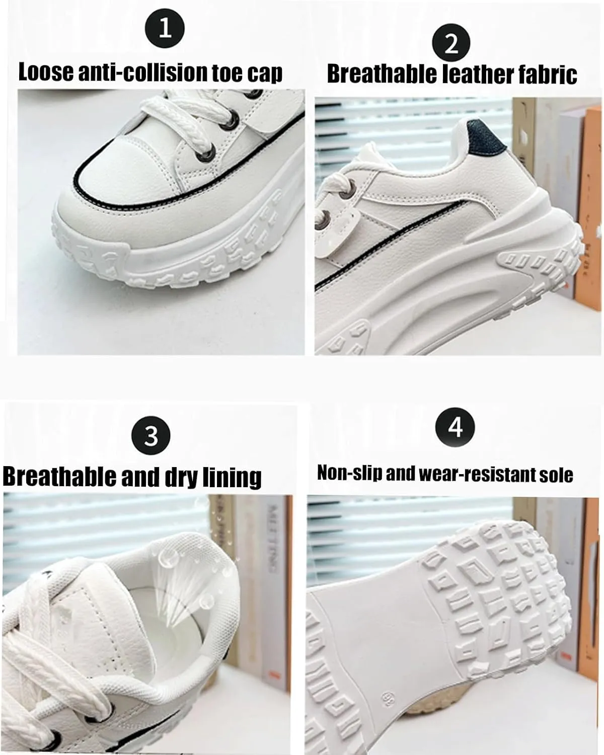 Women's Platform Sneakers Breathable Lace-Up Walking Shoes, Non-Slip Shock-Absorbing Casual Running Fashion Trainers