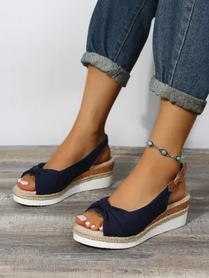 Women's Platform Wedges Sandals Open Toe Slingback Espadrilles Cute Slip-on High Heels with Adjustable Buckle Ankle Strap Summer Dressy Shoes Boho Casual Beach Comfortable Walking Sandals