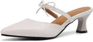 Women's Pointed Toe Kitten Heel Mules Slip on Bow Ankle Strap Slingback Dress Shoes Fashion Closed Toe Prom Party Dance Wedding Shoes