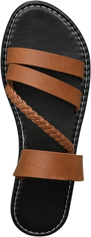 Womens Sandals Comfortable Strappy Lightweight Flat Sides Sandal 2025 Dressy Summer Fashion Cozy Shoes for Vacation