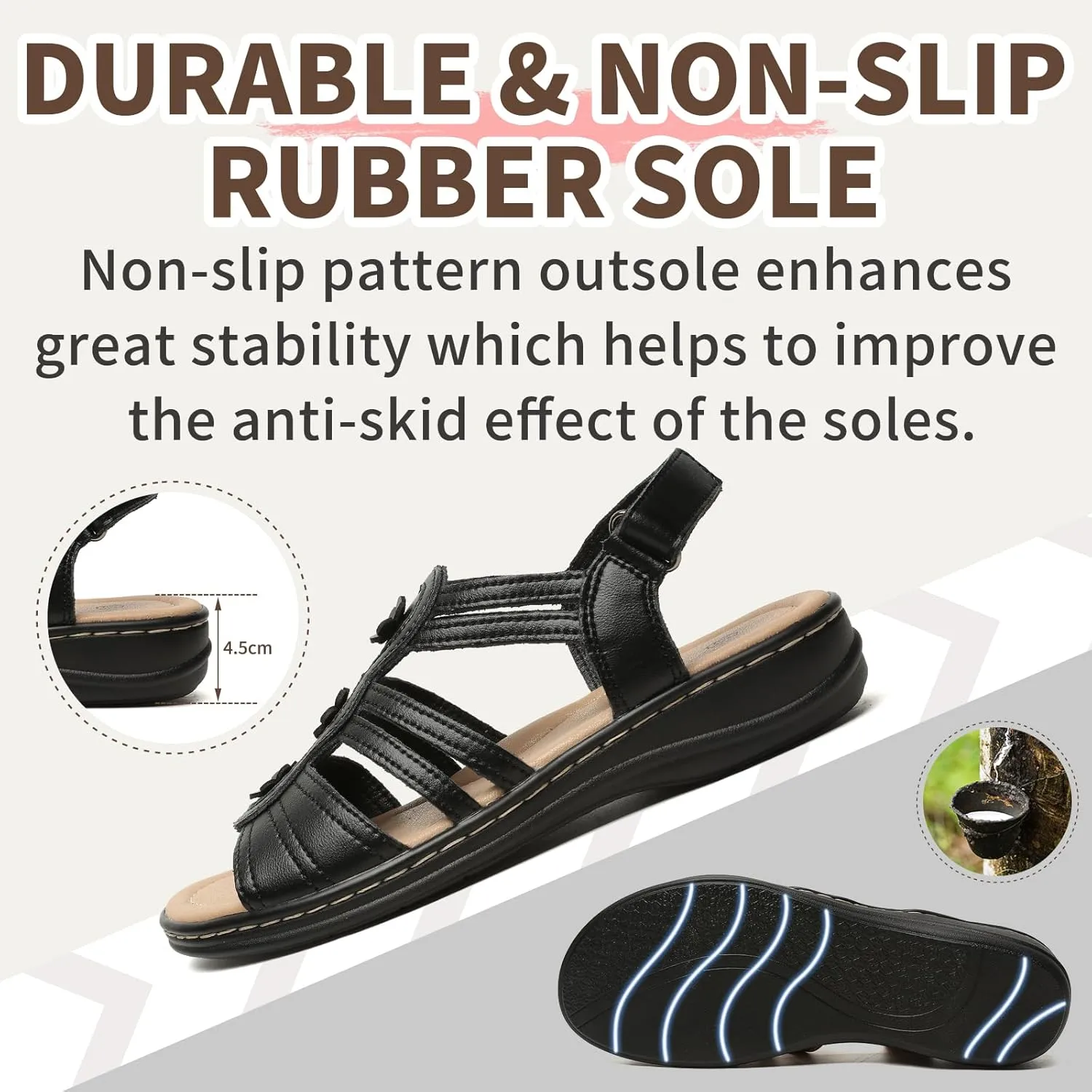 Womens Sandals Flats Comfort Leather Walking Orthopedic Sandals Casual Summer Shoes with Arch Support for Dressy Beach Hiking Vacation Camping Travel Pool Shopping Dating Water sports