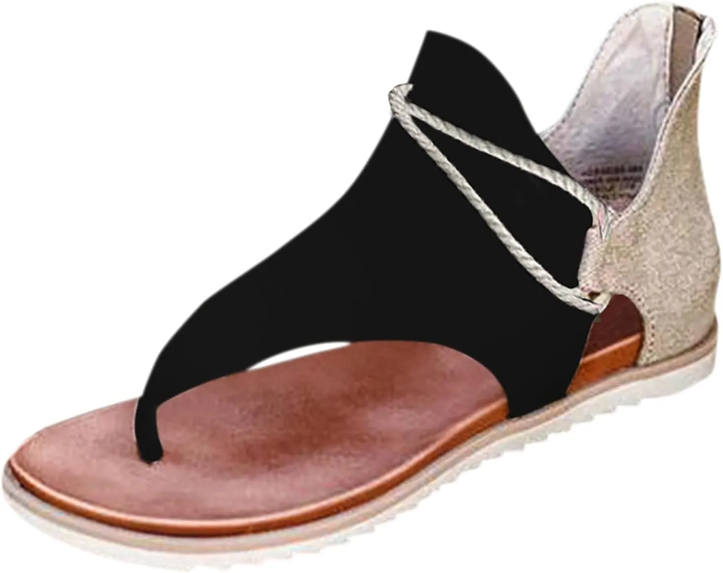 Women'S Sandals Tassel Ankle Boots, Retro Bohemian Sandals Beach Travel Shoes Clip Toe Flip Flops High Top Flat Casual Dressy Sandals