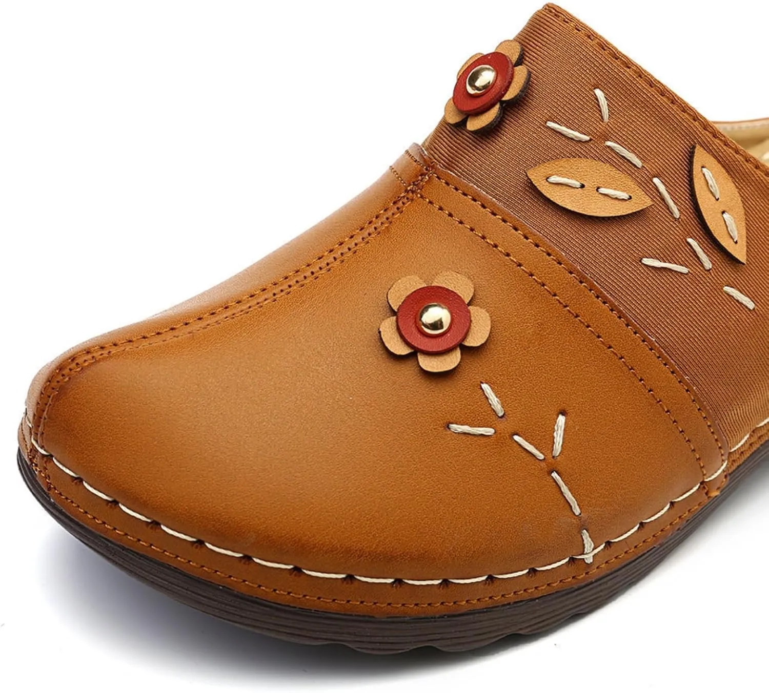 Womens Sandals Vintage Ethnic Style Floral Sandals Lightweight Shoes Summer Fashion Dressy Sandal Lambskin Sandal