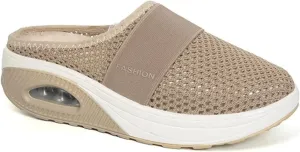 Womens Slip On Clogs and Mules Diabetic Air-Cushion Slip-On Walking Shoes Breathable Slippers Closed Toe Slides Orthopedic Diabetic Shoes with Arch-Support