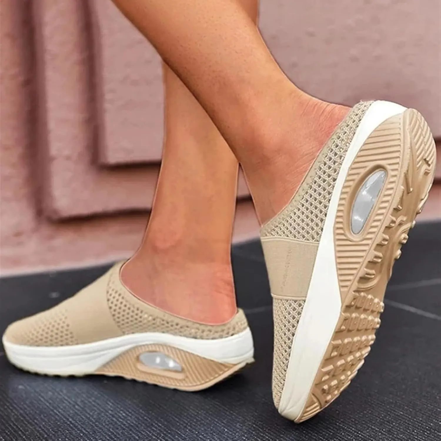 Womens Slip On Clogs and Mules Diabetic Air-Cushion Slip-On Walking Shoes Breathable Slippers Closed Toe Slides Orthopedic Diabetic Shoes with Arch-Support