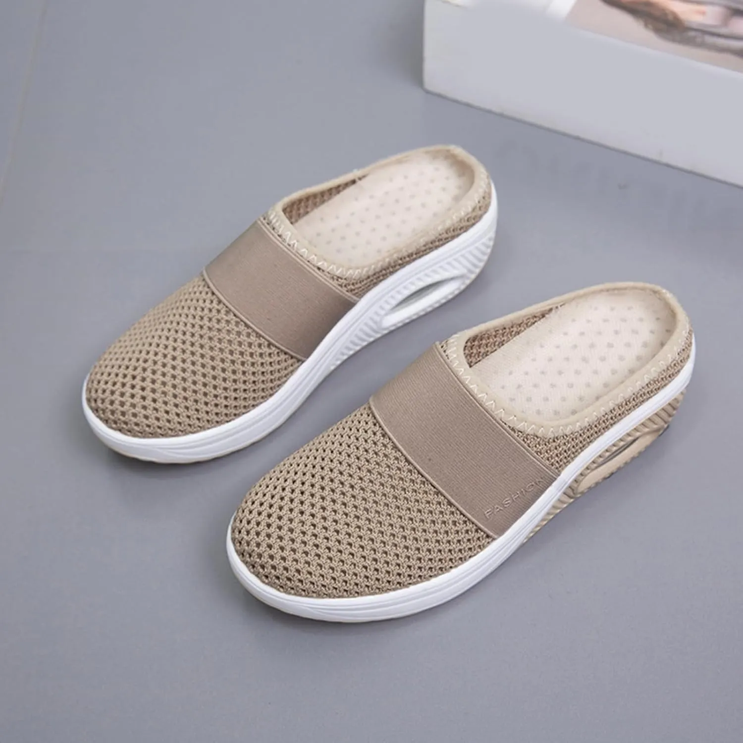 Womens Slip On Clogs and Mules Diabetic Air-Cushion Slip-On Walking Shoes Breathable Slippers Closed Toe Slides Orthopedic Diabetic Shoes with Arch-Support