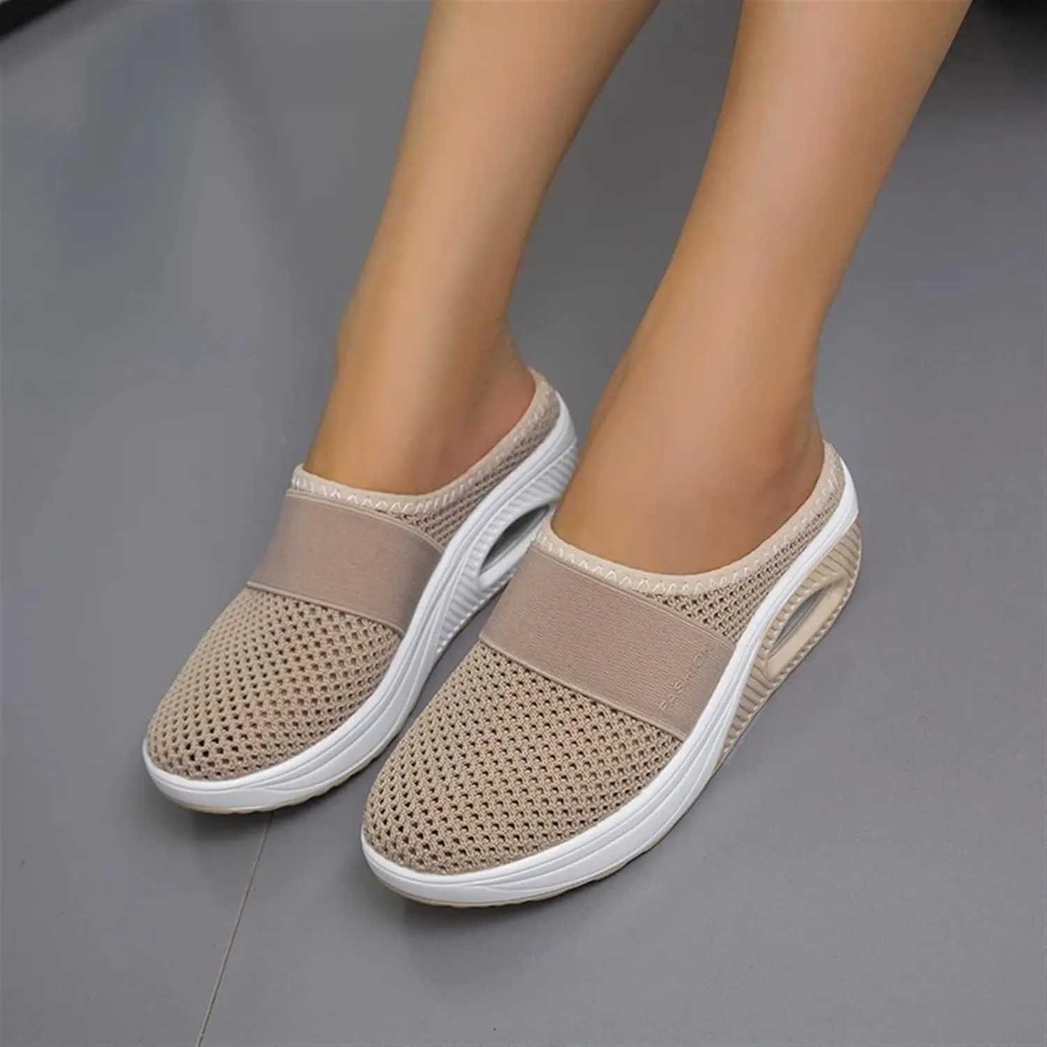 Womens Slip On Clogs and Mules Diabetic Air-Cushion Slip-On Walking Shoes Breathable Slippers Closed Toe Slides Orthopedic Diabetic Shoes with Arch-Support