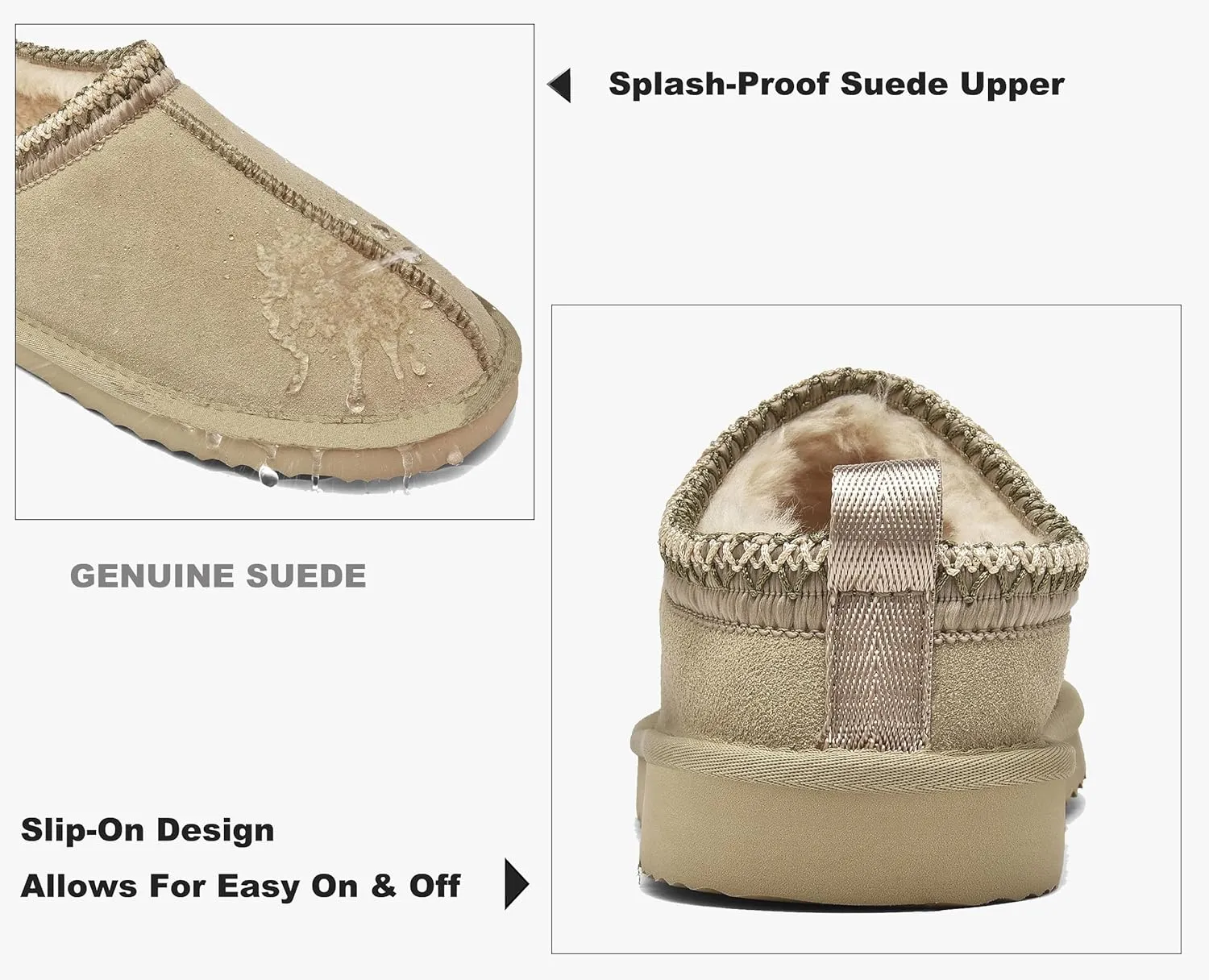 Women's Slippers Platform Mini Boots Faux Fur Warm Winter Mules Cozy Warm House Shoes Indoor and Outdoor