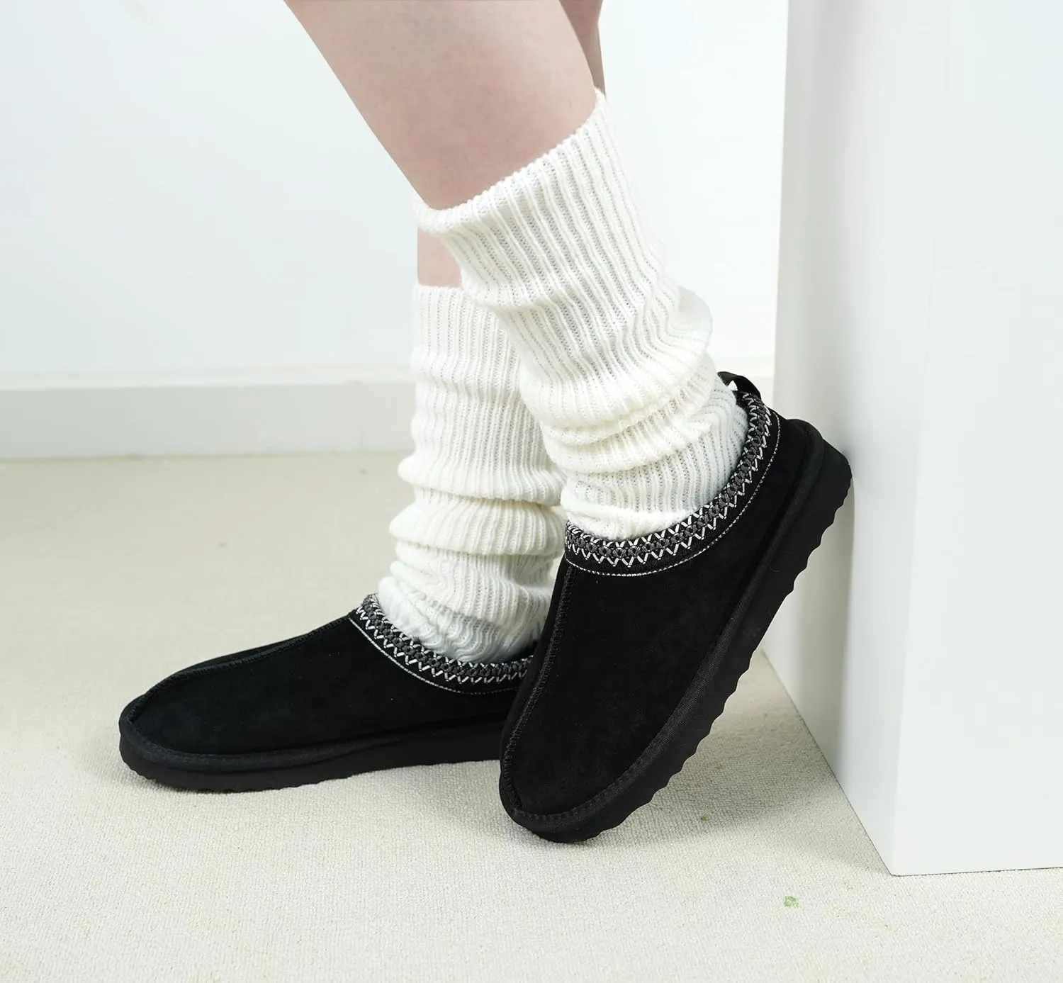 Women's Slippers Platform Mini Boots Faux Fur Warm Winter Mules Cozy Warm House Shoes Indoor and Outdoor