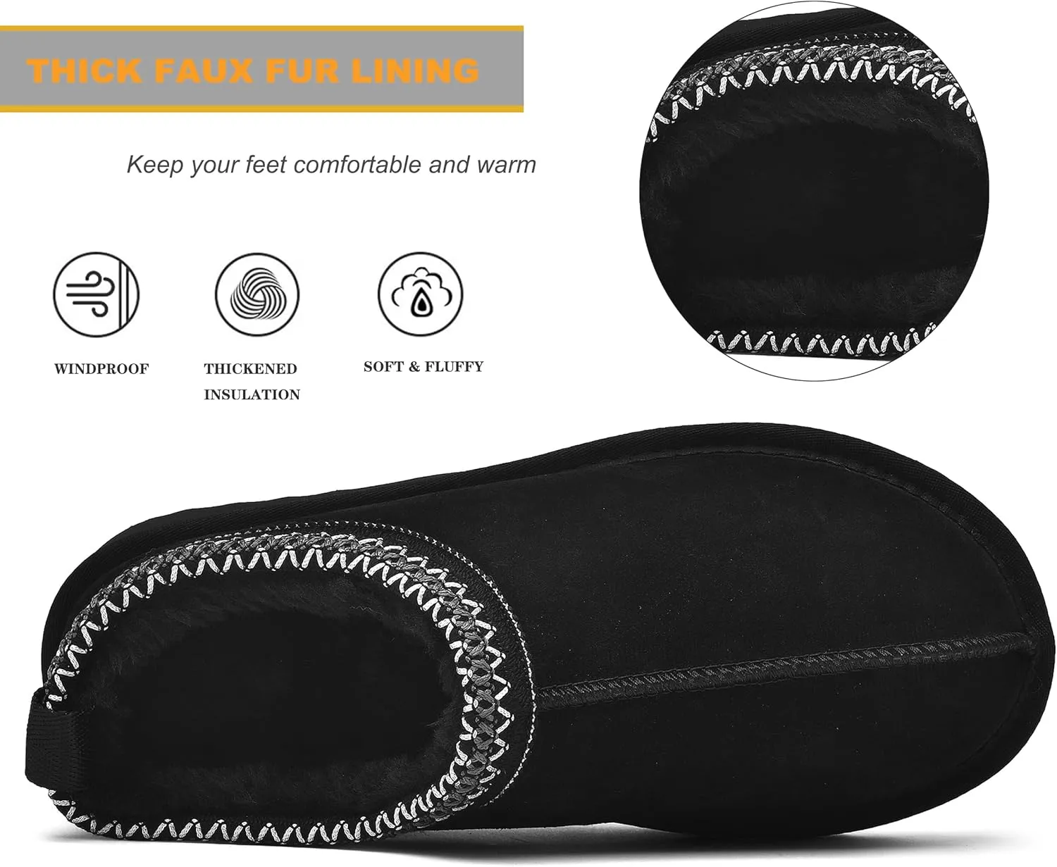 Women's Slippers Platform Mini Boots Faux Fur Warm Winter Mules Cozy Warm House Shoes Indoor and Outdoor