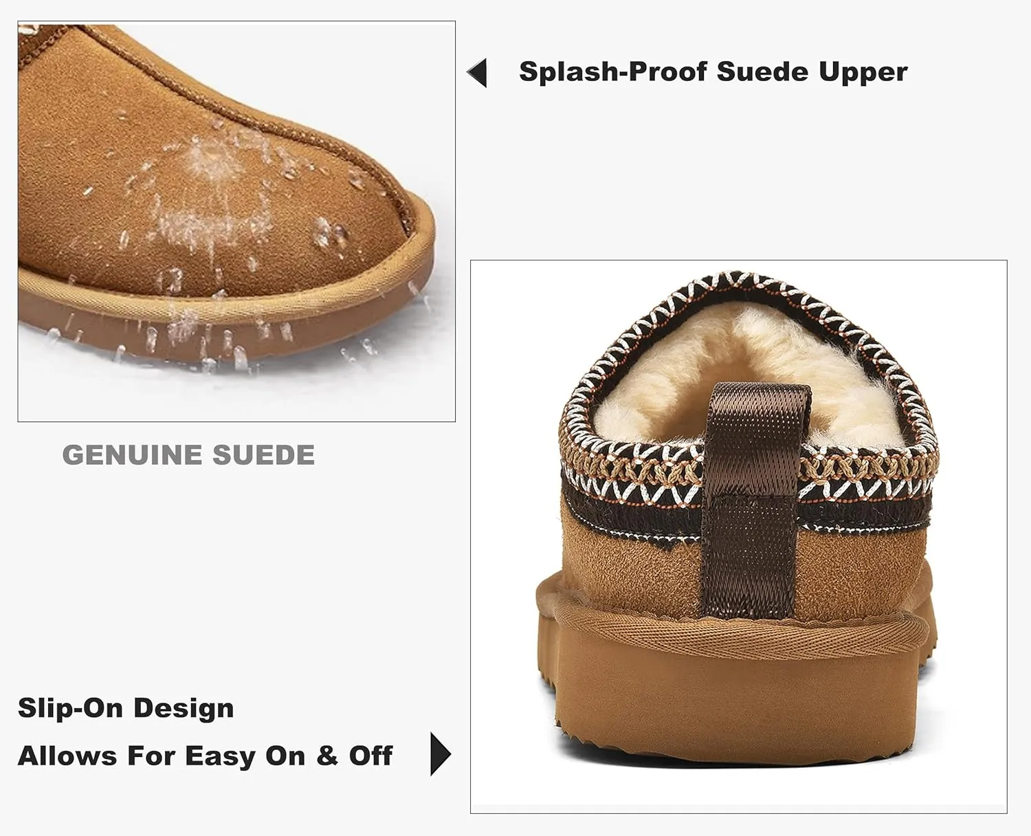Women's Slippers Platform Mini Boots Faux Fur Warm Winter Mules Cozy Warm House Shoes Indoor and Outdoor