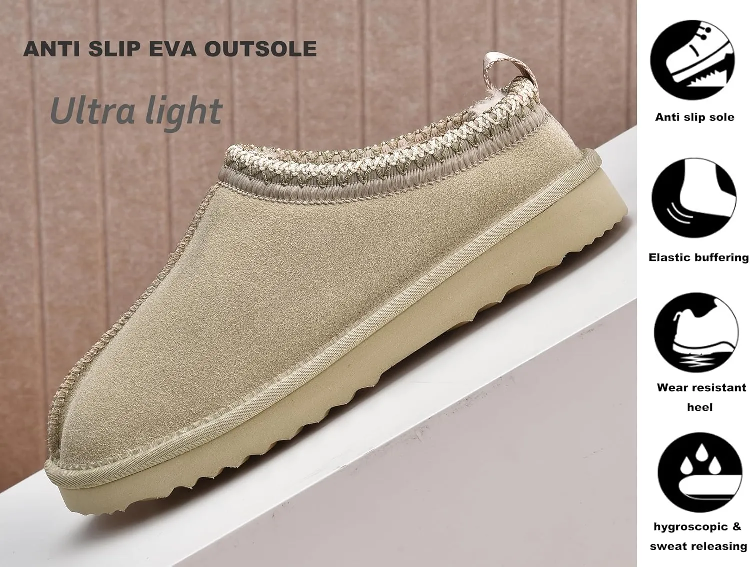 Women's Slippers Platform Mini Boots Faux Fur Warm Winter Mules Cozy Warm House Shoes Indoor and Outdoor