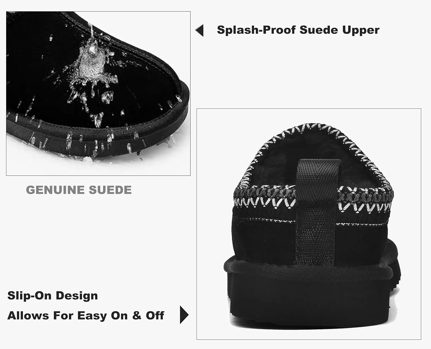 Women's Slippers Platform Mini Boots Faux Fur Warm Winter Mules Cozy Warm House Shoes Indoor and Outdoor