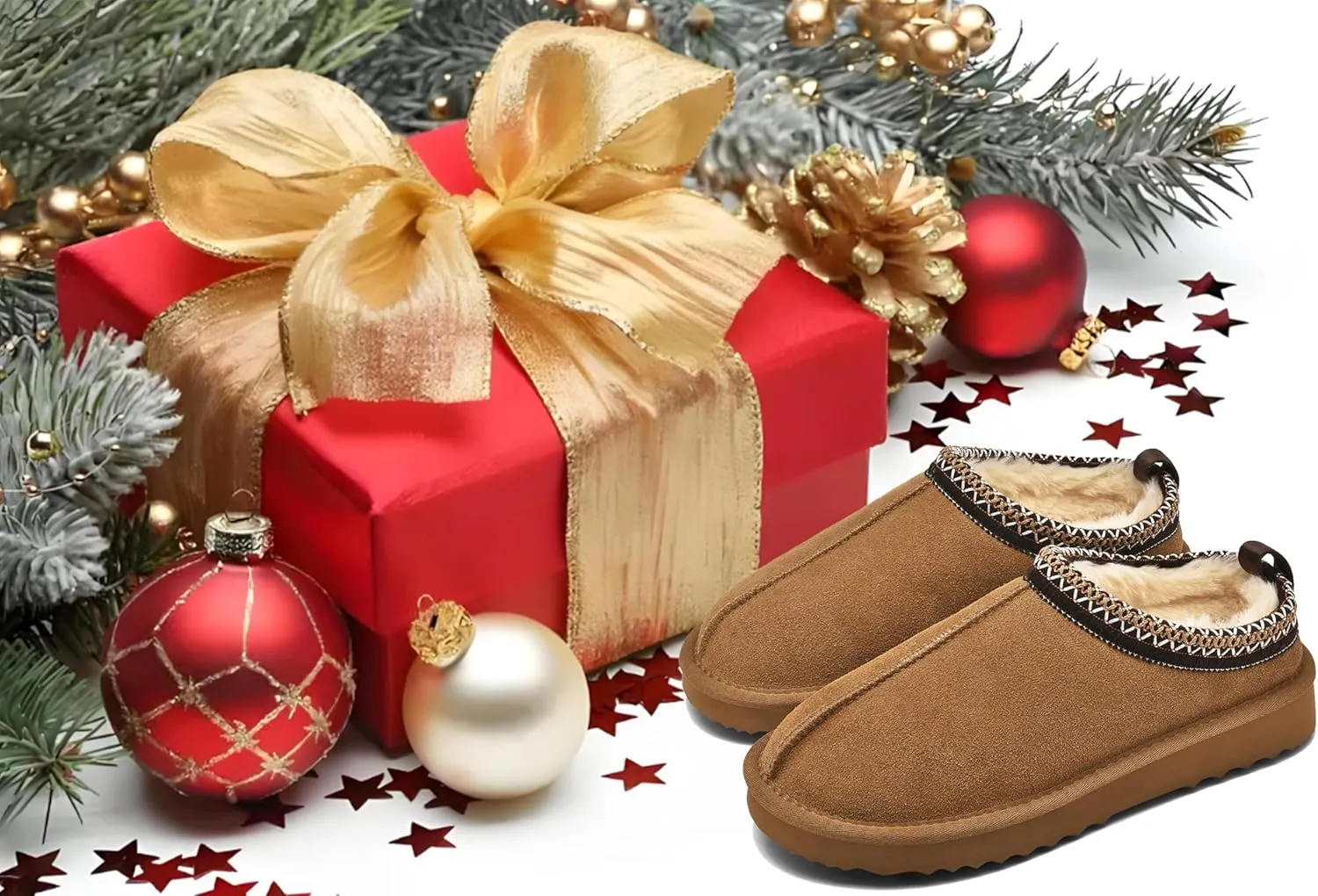 Women's Slippers Platform Mini Boots Faux Fur Warm Winter Mules Cozy Warm House Shoes Indoor and Outdoor