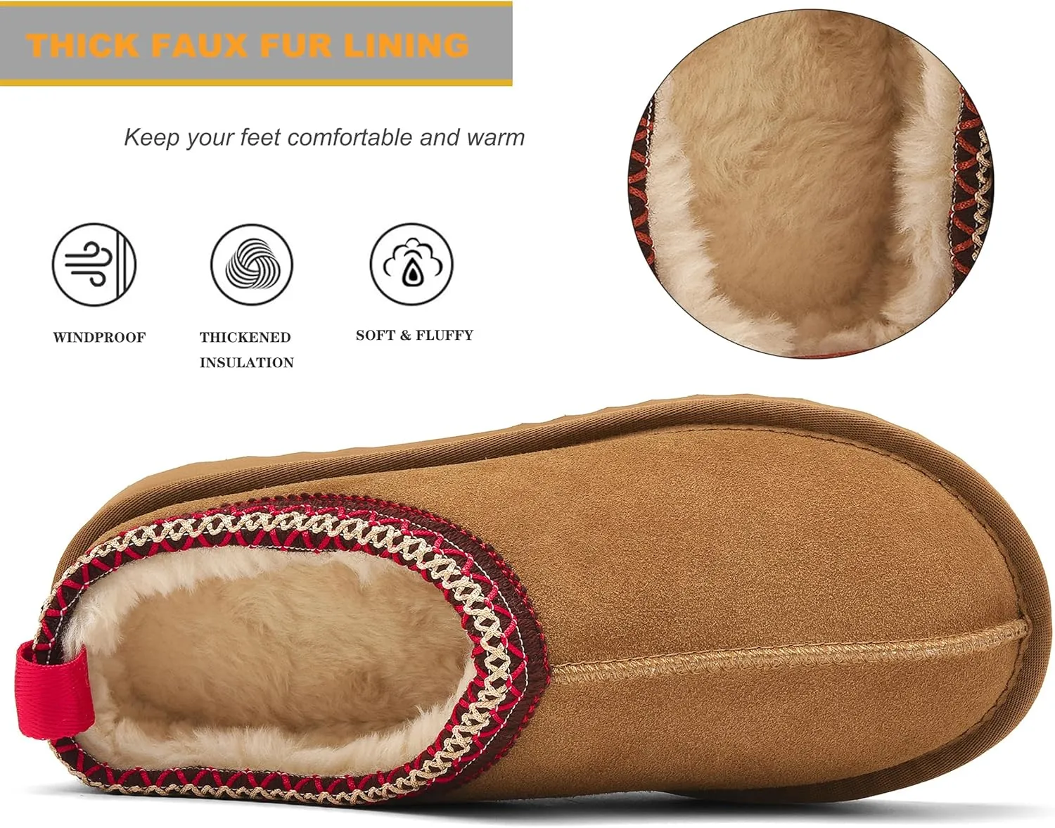 Women's Slippers Platform Mini Boots Faux Fur Warm Winter Mules Cozy Warm House Shoes Indoor and Outdoor