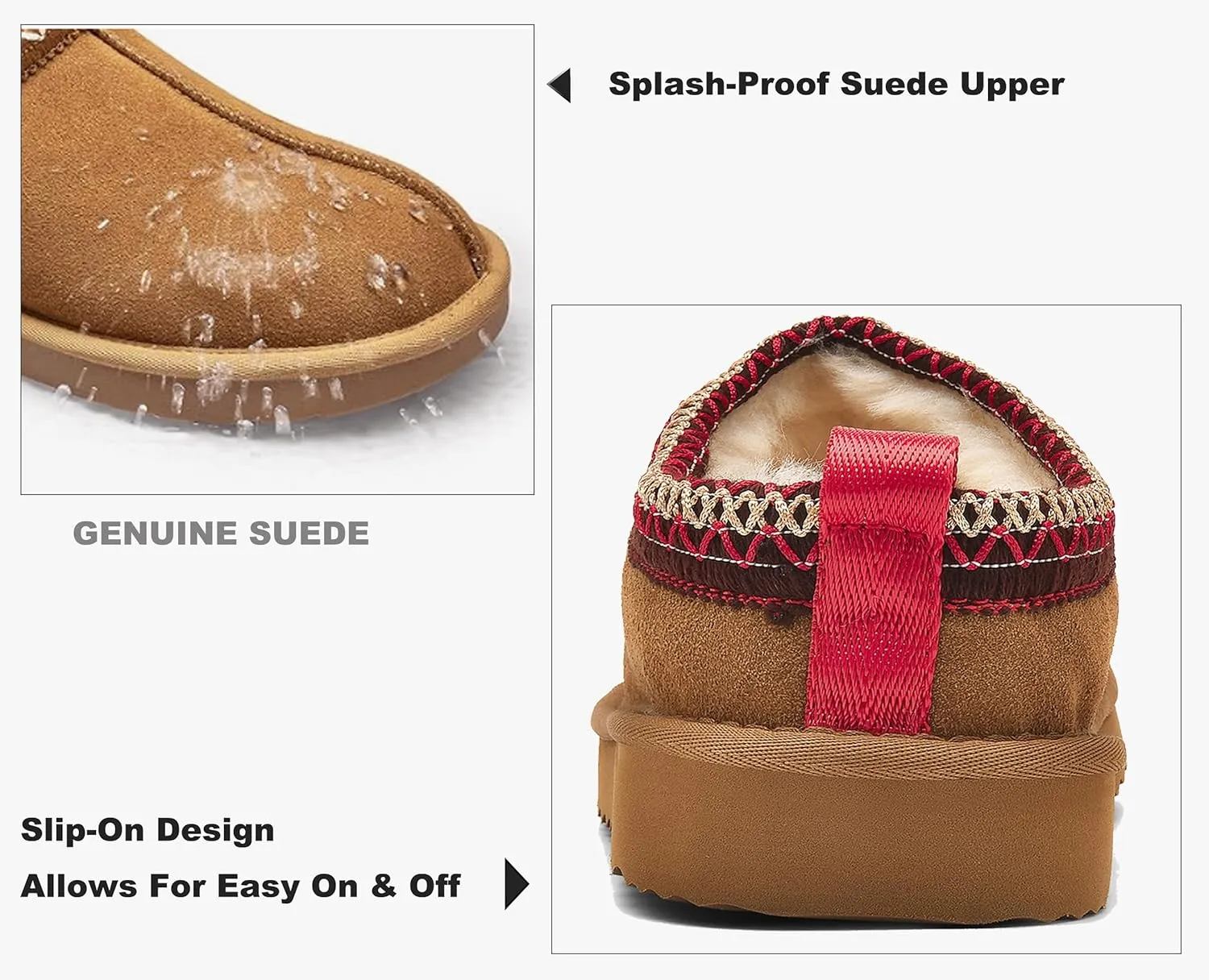 Women's Slippers Platform Mini Boots Faux Fur Warm Winter Mules Cozy Warm House Shoes Indoor and Outdoor