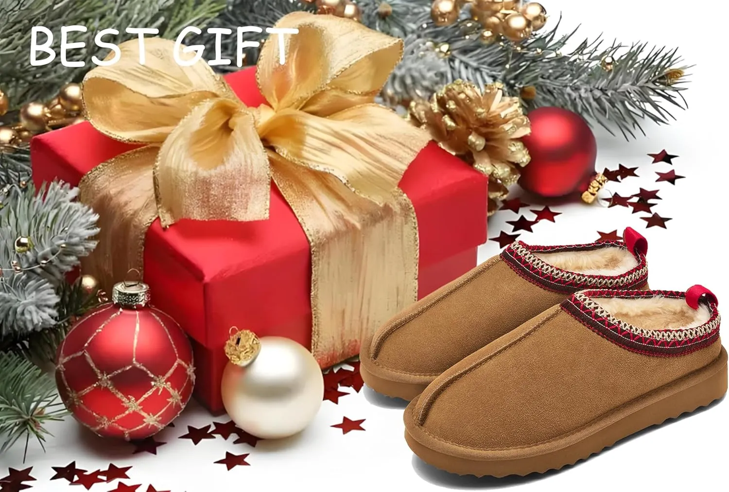 Women's Slippers Platform Mini Boots Faux Fur Warm Winter Mules Cozy Warm House Shoes Indoor and Outdoor