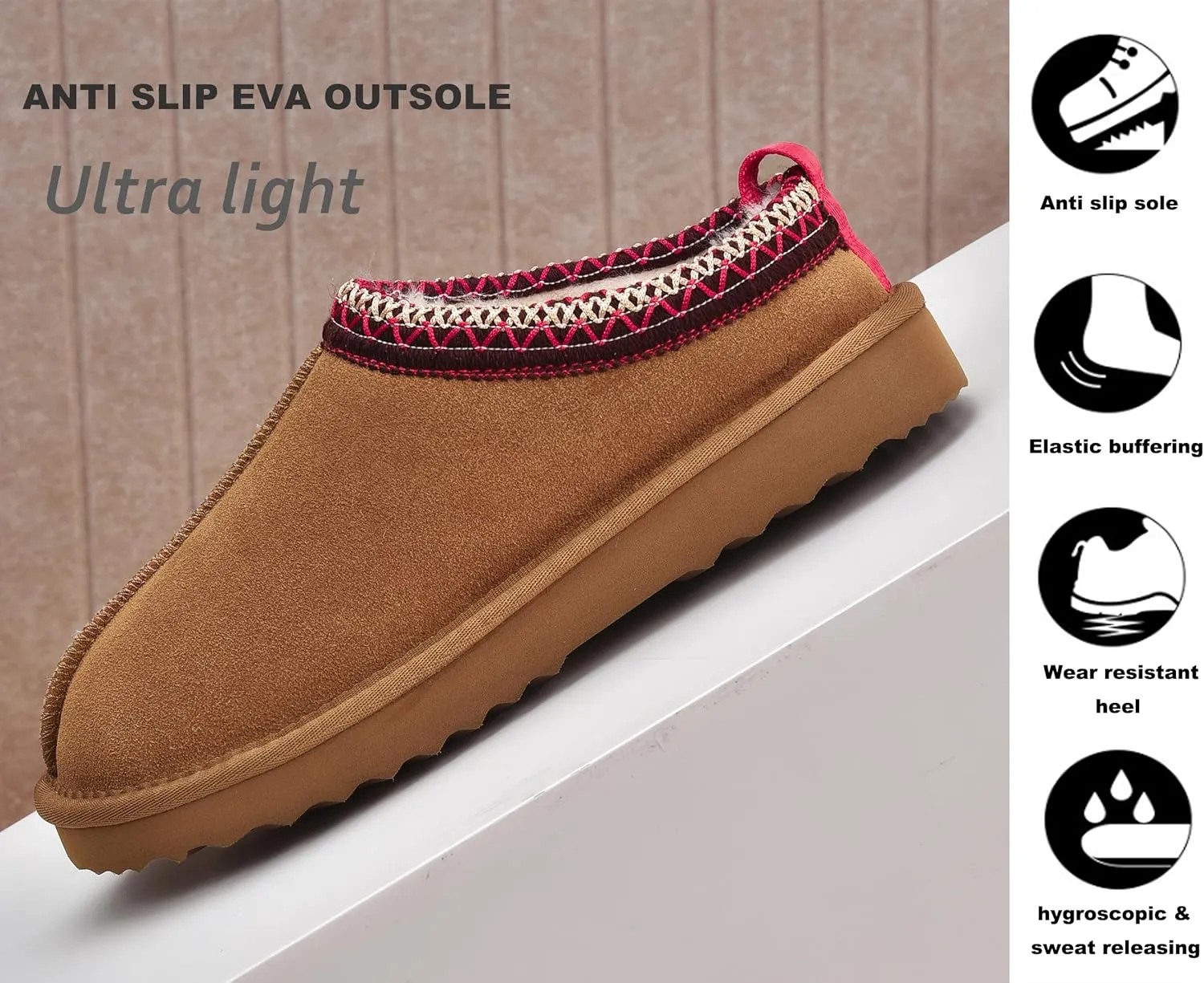 Women's Slippers Platform Mini Boots Faux Fur Warm Winter Mules Cozy Warm House Shoes Indoor and Outdoor