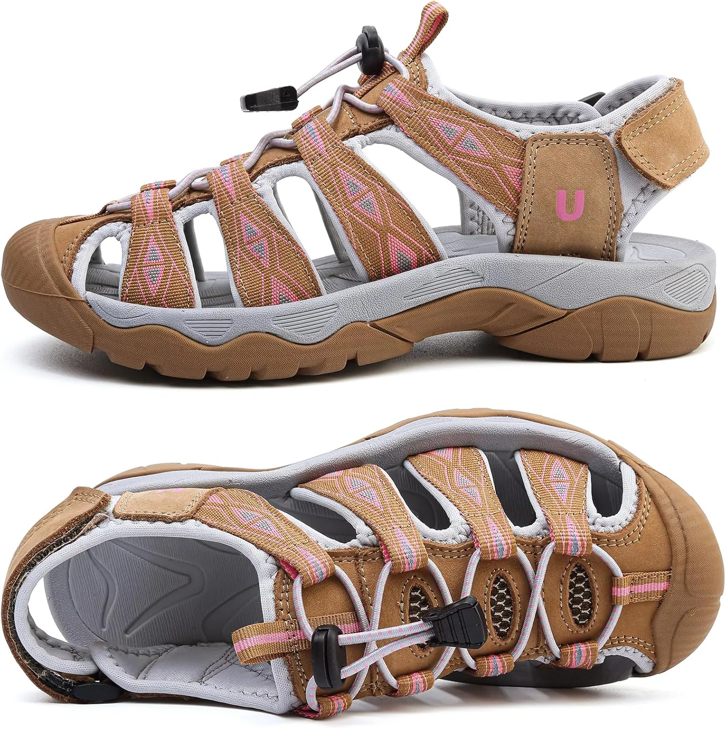 Women's Sport Hiking Sandals Closed Toe Summer Outdoor Athletic Walking Sandal Adventure Lightweight Comfortable Beach Sandals Water Shoes