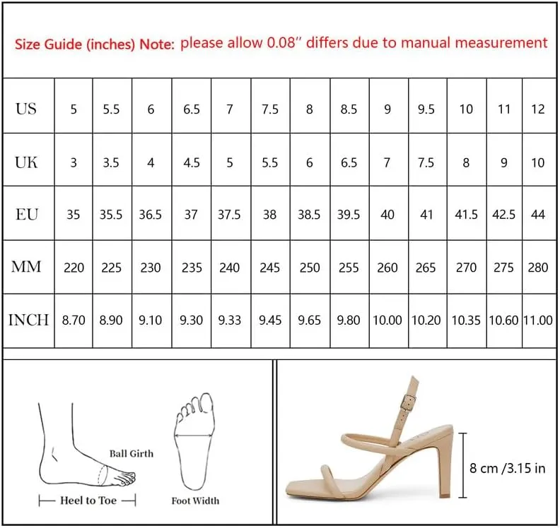 Womens Strappy Sandals Open Toe Ankle Strap Heeled Sandals Square Toe High Heels for Women