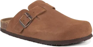 Women's Suede Clogs Slip-On Buckle Slides Leather Mules Cork Footbed Sandals Potato Shoes with Arch Support