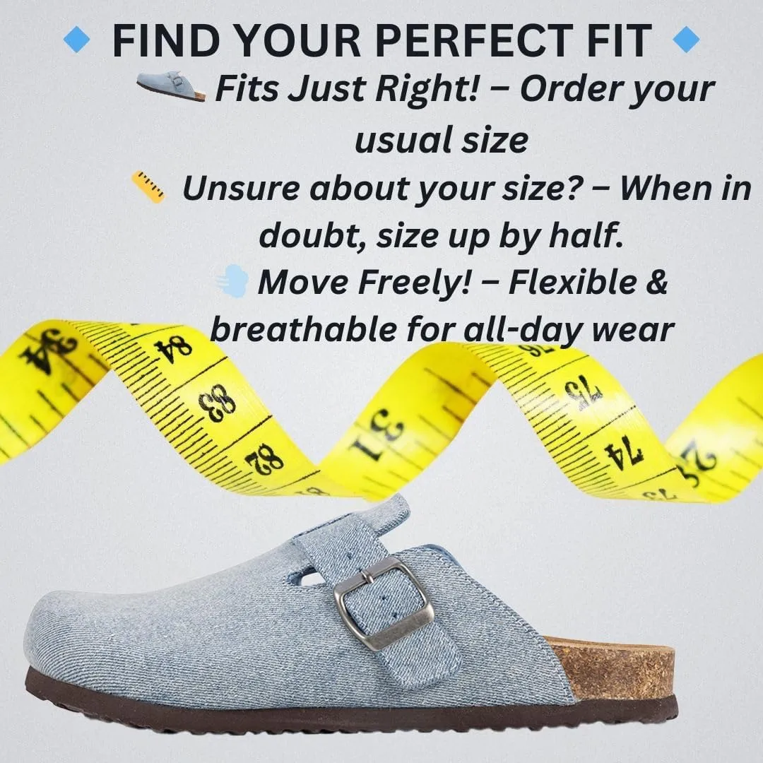 Women's Suede Clogs Slip-On Buckle Slides Leather Mules Cork Footbed Sandals Potato Shoes with Arch Support