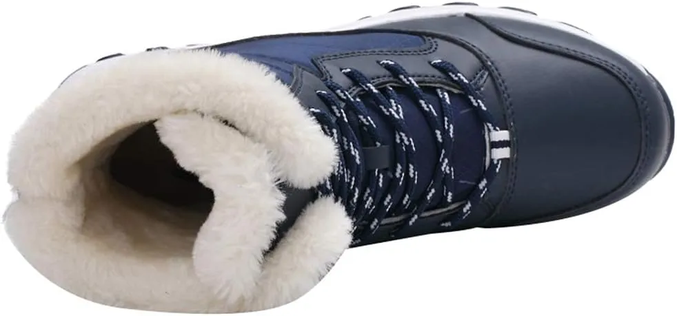 Women's Thermal Mid-Calf Snow Boots Waterproof Platform Lace-Up Winter Outdoor Shoes