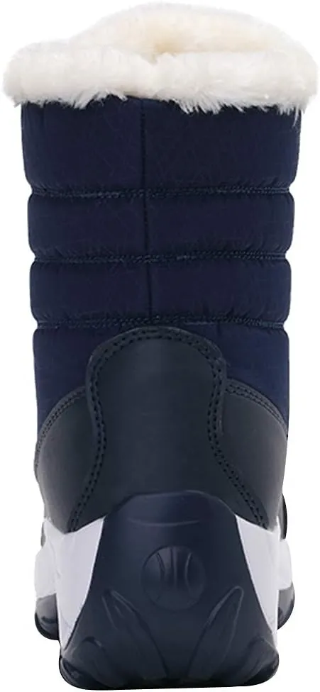 Women's Thermal Mid-Calf Snow Boots Waterproof Platform Lace-Up Winter Outdoor Shoes