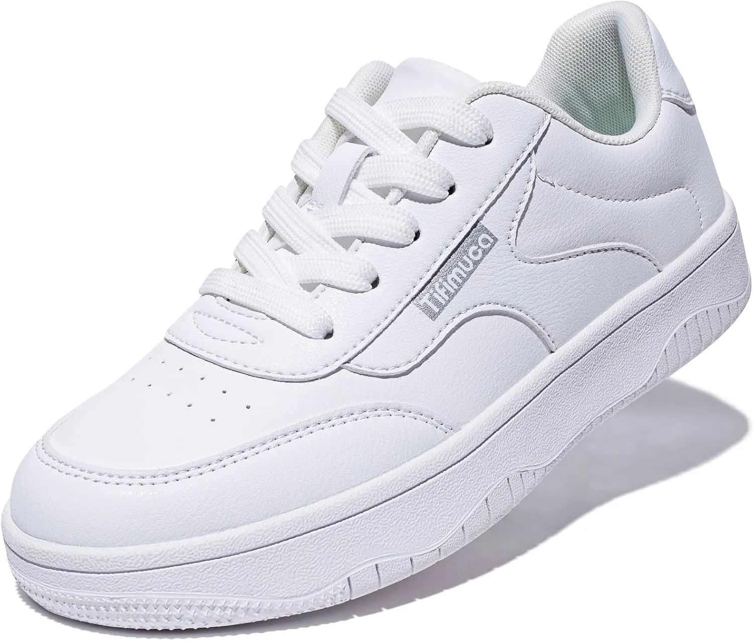 Women's Vegan Leather Low Top Lace Up Non Slip Walking Running Sneakers Skateboard Tennis Shoes Comfortable Casual Athletic Versatile Fashion Sneakers